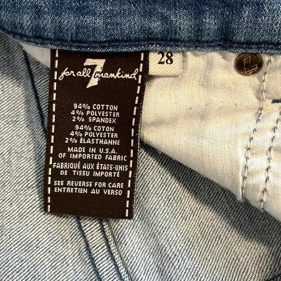 7 FOR ALLL MANKIND Skinny Light Blue Stretch Mid-Rise Denim Jeans, Size 28 - Picture 5 of 9